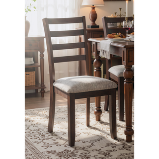 Sunvega Contemporary Rich Wood Finish Ladder-back Dining Chairs with Upholstered Seat