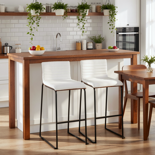 Sunvega Mason Mara Contemporary Fixed-Height Barstool with Tufted Upholstered Seat and Walnut Wood Back