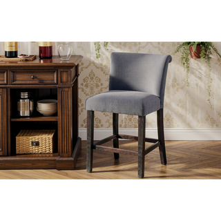 Sunvega Armless Parson Counter Height Chair with Weathered Espresso Finish Set of 2
