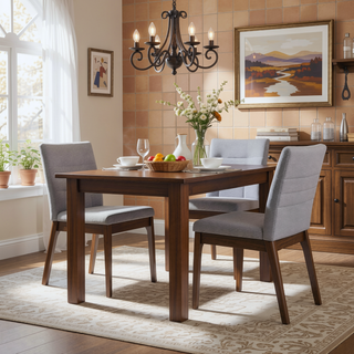 Sunvega Mid-Century Modern Dining Chairs Set of 2 with Channel Stitching and Rubberwood Frame