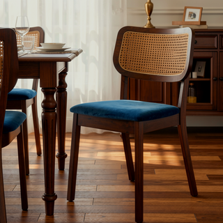 Sunvega Orange Velvet Dining Chair Set of 2 with Armless Design and Solid Wood Frame