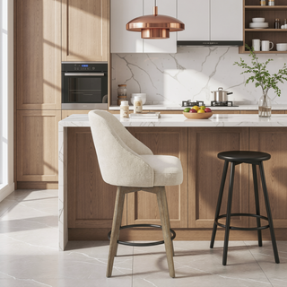 Sunvega Swivel Counter Stool with Medium High Back and Metal Ring Footrest