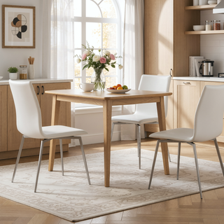 Sunvega Modern Upholstered Chair with Swivel Seat and Stainless Steel Base - Set of 2