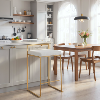 Sunvega Glam Contemporary Stackable Counter Stool with White Velvet Cushion