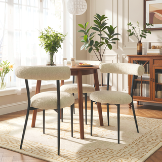 Sunvega Modern Metal Frame Dining Chairs Set of 2 with Curved Open Backrests