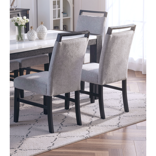 Sunvega Modern Charcoal Upholstered Dining Bench with Soft Fabric and Wooden Legs