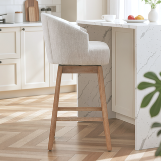 Sunvega 360 Swivel Upholstered Counter Stools Set of 2 with Backrest and Footrest