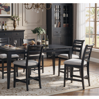 Sunvega Modern Black Ladder Back Upholstered Counter Height Dining Chairs Set of 2