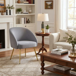 Sunvega Gold Metal Legs and Silver Velvet Upholstery for a Stylish Accent Chair