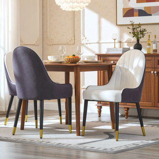 Sunvega Modern PU Leather Dining Chair with Solid Wood Legs and Ergonomic Seat