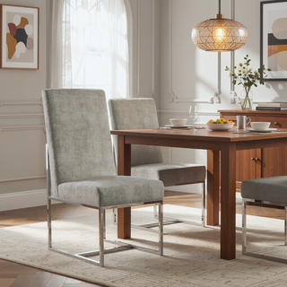 Sunvega Modern Velvet Upholstered Stainless Steel Dining Chair with Chrome Finish