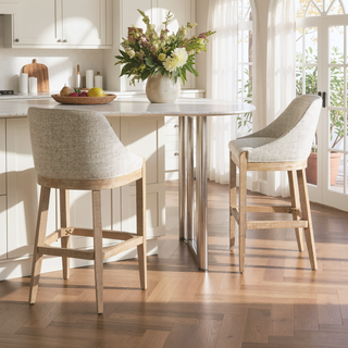 Sunvega 30.5" Modern Coastal Upholstered Barstool with Curved Back for Counter Height