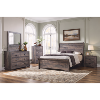 Sunvega Contemporary Gray Wooden Nightstand with Two Drawers and Metal Hardware
