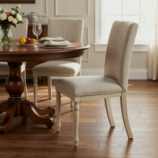 Sunvega Set of 2 Upholstered Farmhouse Dining Chairs with Turned Wood Legs