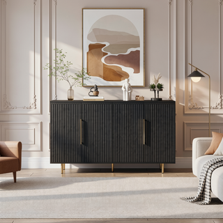 Sunvega Modern Fluted Sideboard with Adjustable Shelves for Living Room Storage