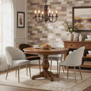 Sunvega Champagne Fabric Upholstered Side Chair Set of 2 for Dining Room