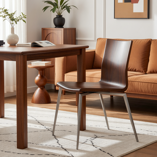 Sunvega Contemporary Swivel Dining Accent Chair with Walnut Wood Back and Cream Fabric