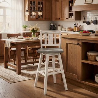 Sunvega Solid Rubberwood Counter Height Dining Table with Distressed Gray Finish