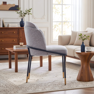 Sunvega Modern Upholstered Dining Chair in Black Twill Weave Fabric