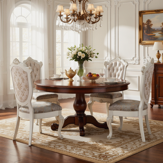 Sunvega Rose Gold and Pearl White Tufted Back Side Chairs with Floral Motifs