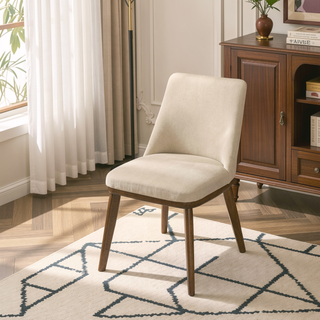 Sunvega Mid-Century Modern Solid Wood Legs Clove Beige Velvet Dining Chair Set of 2