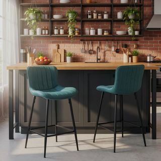 Sunvega Modern Faux Leather Counter Stool Set of 2 with PU Upholstery for Kitchen