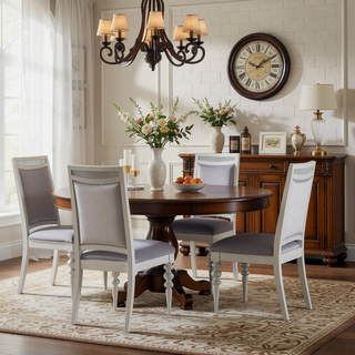Sunvega Plush Grey Upholstered Side Chairs with Sparkling Rhinestones Inlay