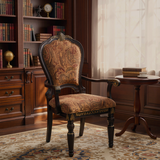 Sunvega Traditional Formal Side Chairs Set of 2 with Jacquard Upholstery and Cherry Finish