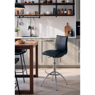 Sunvega Modern PU Swivel Adjustable Bar Stool with Chrome Metal Legs
