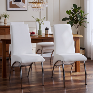 Sunvega Contemporary Faux Leather Armless Side Chairs with Metal Legs Set of 2