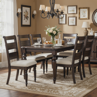 Sunvega Traditional Ladderback Side Chair with Upholstered Seat in Chocolate Finish