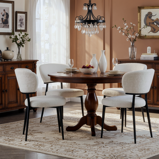 Sunvega Modern Upholstered Dining Chairs with Soft Seat and Metal Legs Set of 2 White