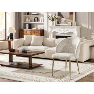 Sunvega Champagne Fabric Upholstered Side Chair Set of 2 for Dining Room