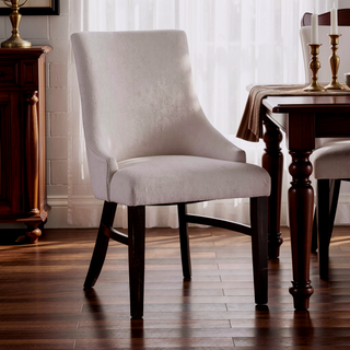 Sunvega Transitional Black and Beige Wingback Arm Chairs with Welt and Angled Legs