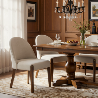 Sunvega White Chenille Upholstered Side Chair with Foam Seat (Set of 2)