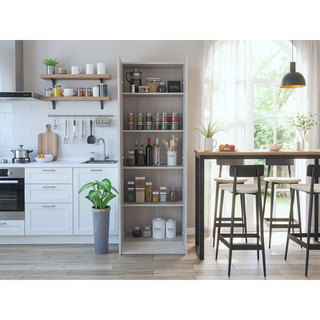 Sunvega Five Shelves Multistorage Pantry Cabinet with Double Door for Kitchen