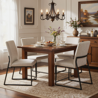 Sunvega Modern Fuji High Back Dining Chair with Upholstered Seat and Padded Backrest