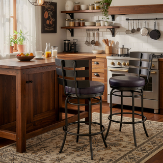 Sunvega Piren Swivel Counter or Bar Stool with Brown Faux Leather Upholstery