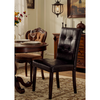 Sunvega Brown Faux Leather Upholstered Cushion Seat Counter Height Chairs Set of 2