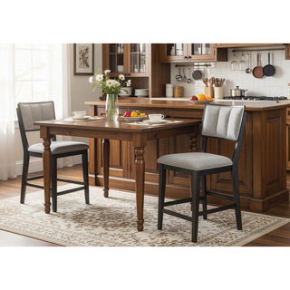 Sunvega Contemporary Black and Light Gray Fabric Upholstered Counter Height Dining Chairs