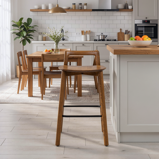 Sunvega 26.5 Inch Modern Minimalist Low Back Wood Counter Stool in Dark Brown Walnut