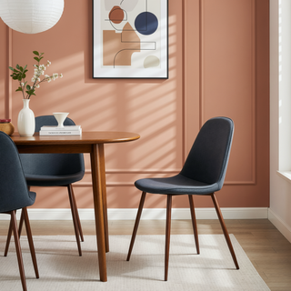 Sunvega Mid-Century Modern Upholstered Dining Accent Chair with Walnut Finish