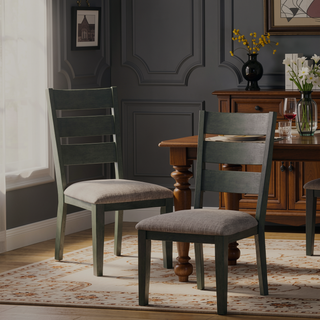 Sunvega Transitional Wood Frame Side Chairs 2pc Set with Gray Polyester Upholstery