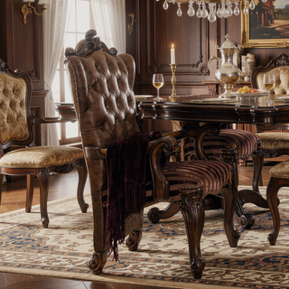 Sunvega Light Brown and Cherry Oak Tufted Arm Chair Set of 2 with Plush Padding