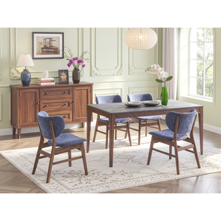 Sunvega Green and Walnut Padded Side Chair Set with Water Resistant and Scratch Resistant Finish