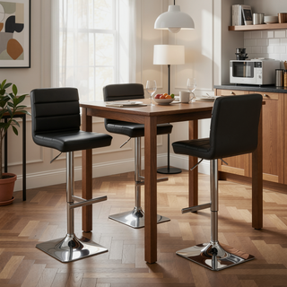 Sunvega Adjustable Bar Stool with Grey Leatherette Upholstery and Full Back Support