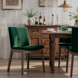 Sunvega Mid-Century Modern Solid Wood Dining Chair with Curved Back Rest