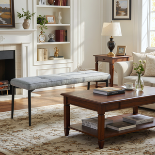 Sunvega Upholstered Tufted Entryway Bench with Comfortable Cushion for Bedroom Living Room