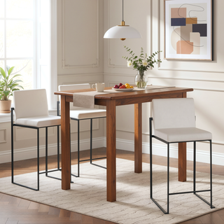 Sunvega Contemporary High Back Counter Stool Set with Velvet Upholstery and Padded Seat