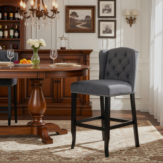 Sunvega Vienna Contemporary Tufted Wingback 31 Inch Counter Stools Set of 2